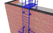 Пожарная вертикальная лестница из металлического уголка и арматуры с покраской
