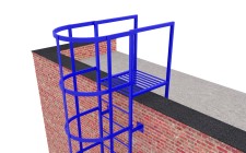 Эвакуационная вертикальная лестница с ограждениями П1-2-3 с покраской
