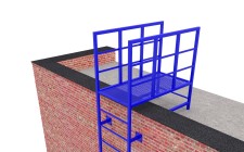 Эвакуационная вертикальная лестница из профильной трубы и арматуры с покраской