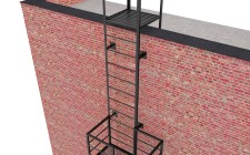 Эвакуационная вертикальная лестница из металлического уголка без покраски