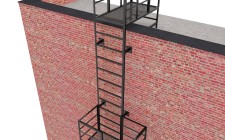Эвакуационная вертикальная лестница из профилированной трубы без покраски
