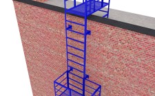 Сварная вертикальная лестница из профилированной трубы и уголка с покраской