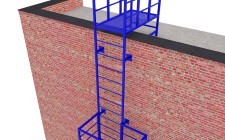 Эвакуационная вертикальная лестница из профилированной трубы с покраской