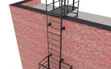 Эвакуационная вертикальная лестница из металлического уголка и арматуры без покраски