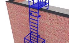 Эвакуационная вертикальная лестница из профилированной трубы с покраской