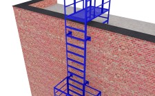 Эвакуационная вертикальная лестница из металлического уголка с покраской 
