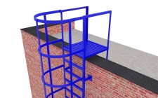 Эвакуационная вертикальная лестница с ограждениями и покраской П1-2-6