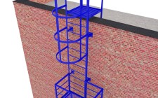 Эвакуационная вертикальная лестница из арматуры с покраской
