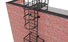 Эвакуационная вертикальная лестница из металлического уголка без покраски