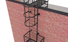 Эвакуационная вертикальная лестница П1-2-22 из арматуры с ограждениями без покраски