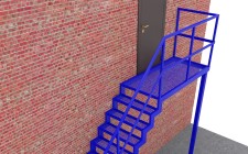 Эвакуационная одномаршевая лестница МЛ-1-5 из ломанного каркаса с покраской
