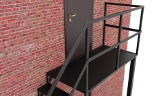 Эвакуационная одномаршевая лестница с ограждениями и площадками из металлической пластины