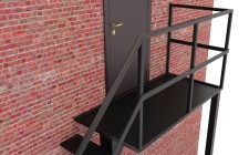 Одномаршевая лестница МЛ-1-13 с ограждениями и площадками из металлической пластины