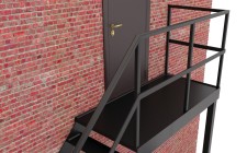 Одномаршевая лестница с ограждениями и площадками из металлической пластины