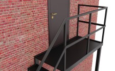 Одномаршевая лестница с ограждениями и площадками из металлической пластины
