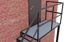 Одномаршевая лестница с ограждениями и площадками из рифленного листа