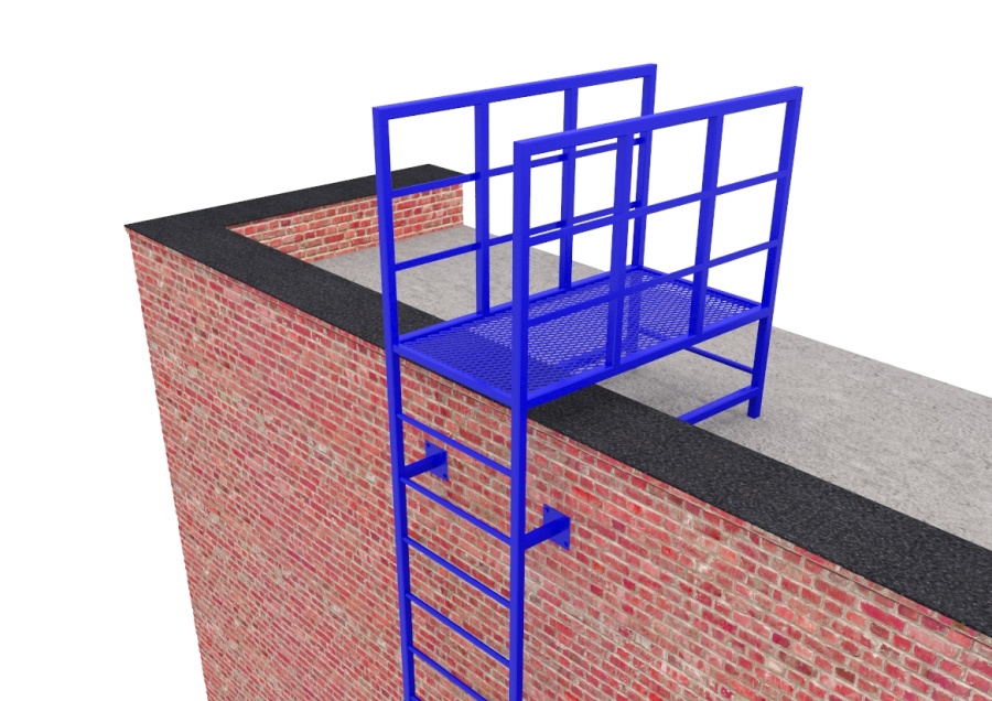 Фото товара Эвакуационная вертикальная лестница из профильной трубы и арматуры с верхней площадкой из ПВЛ