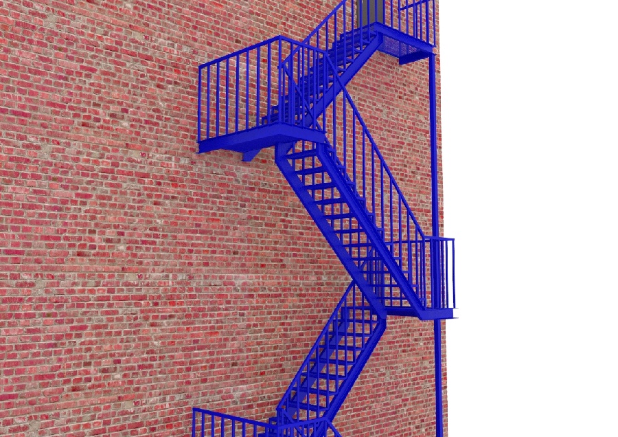Многомаршевая металлическая лестница из швеллера и вытяжного листа .
